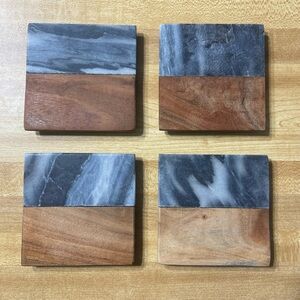 Wood and Marble Coasters Set